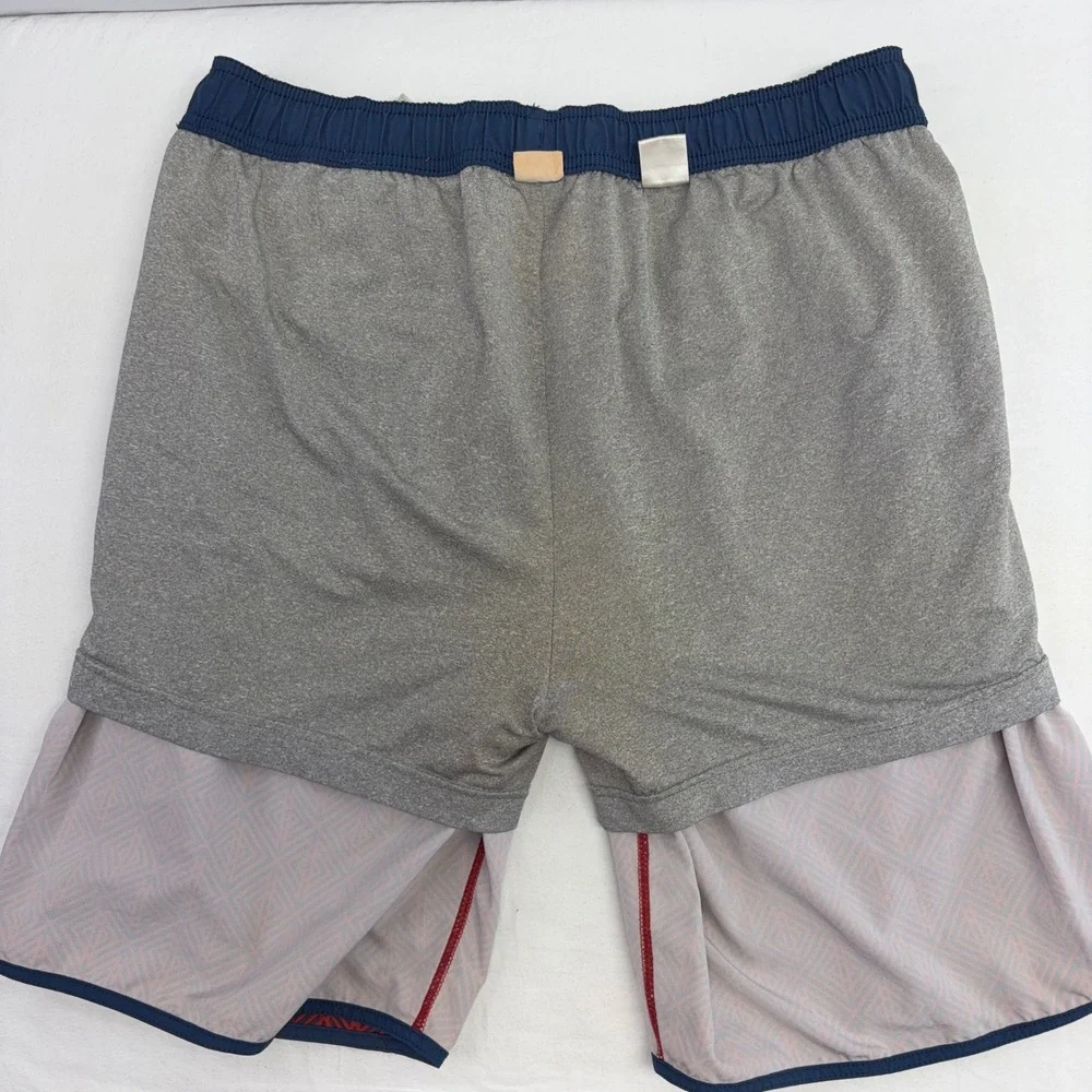 Fair Harbor Swim Trunks Mens Large Red Blue Geometric Lined Board Shorts Beach